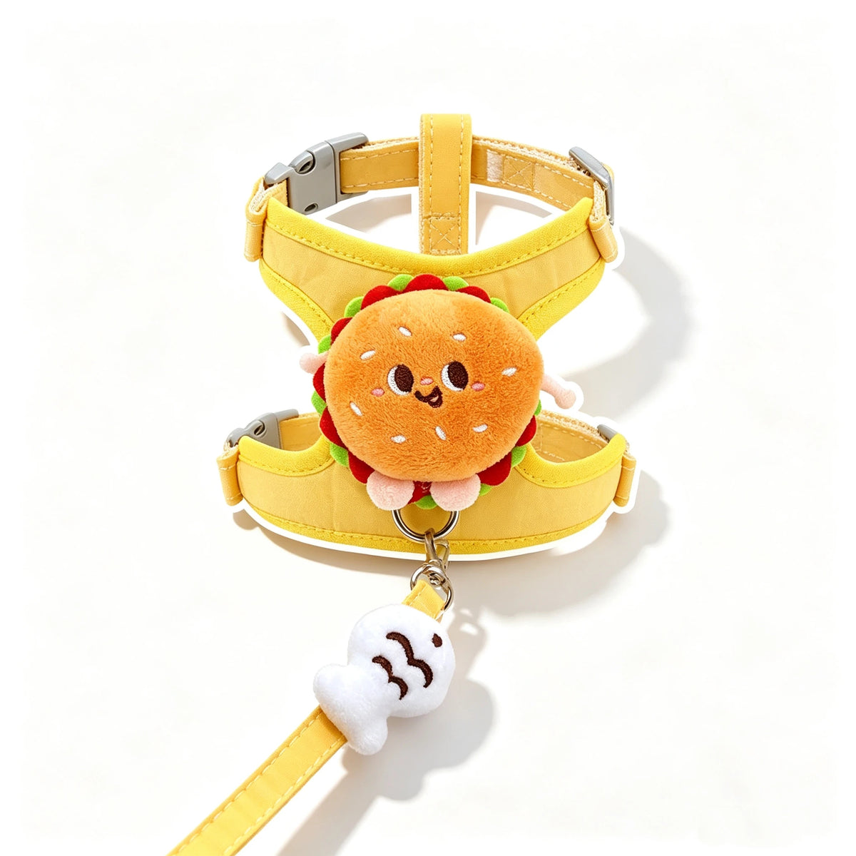 Adjustable Pet Harness And Leash Set With Decorative Pendant