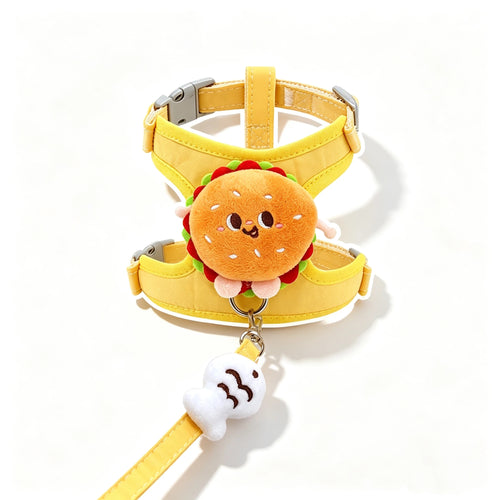 Adjustable Pet Harness And Leash Set With Decorative Pendant