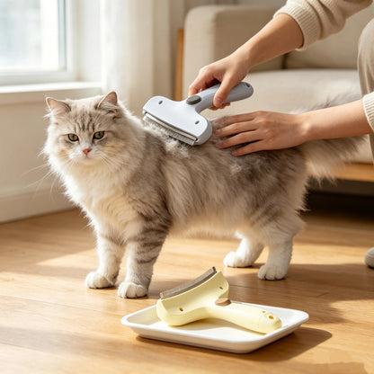 One-button Release Pet Deshedding Brush for Cats and Dogs