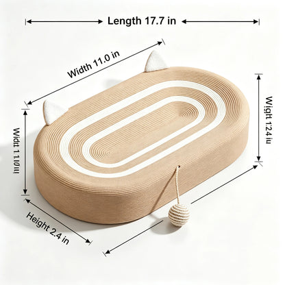 Oval Sisal Cat Scratcher with Hanging Toy Ball