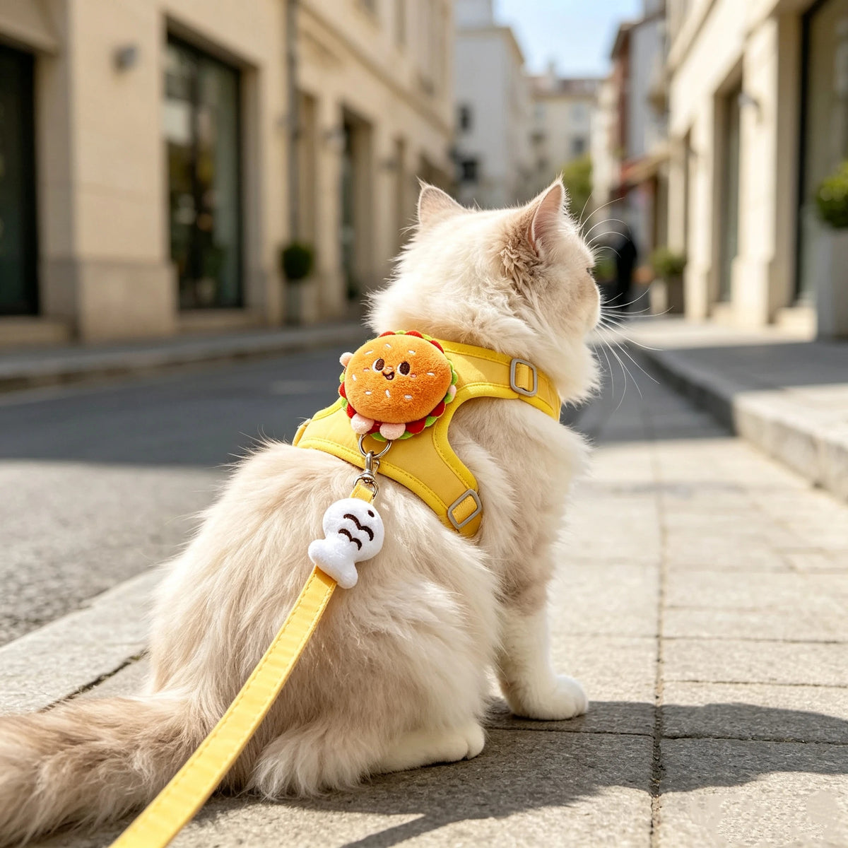 Adjustable Pet Harness And Leash Set With Decorative Pendant