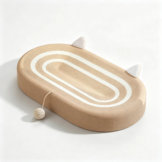 Oval Sisal Cat Scratcher with Hanging Toy Ball