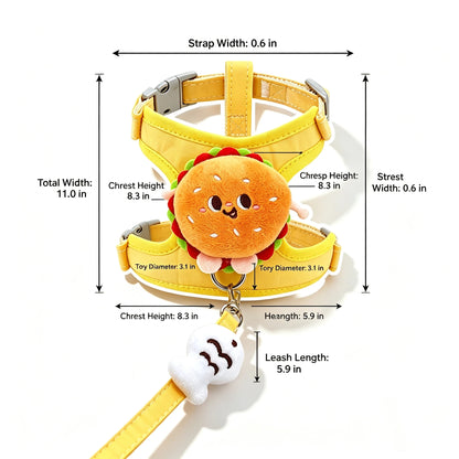 Adjustable Pet Harness And Leash Set With Decorative Pendant