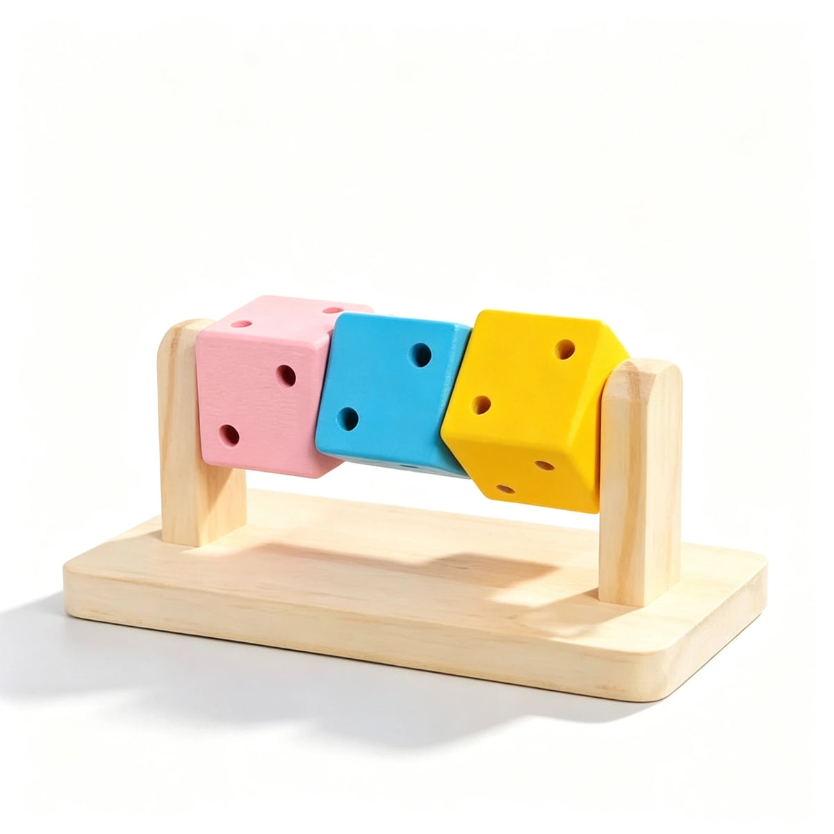 Wooden Rotating Cube Enrichment Toy for Small Pets