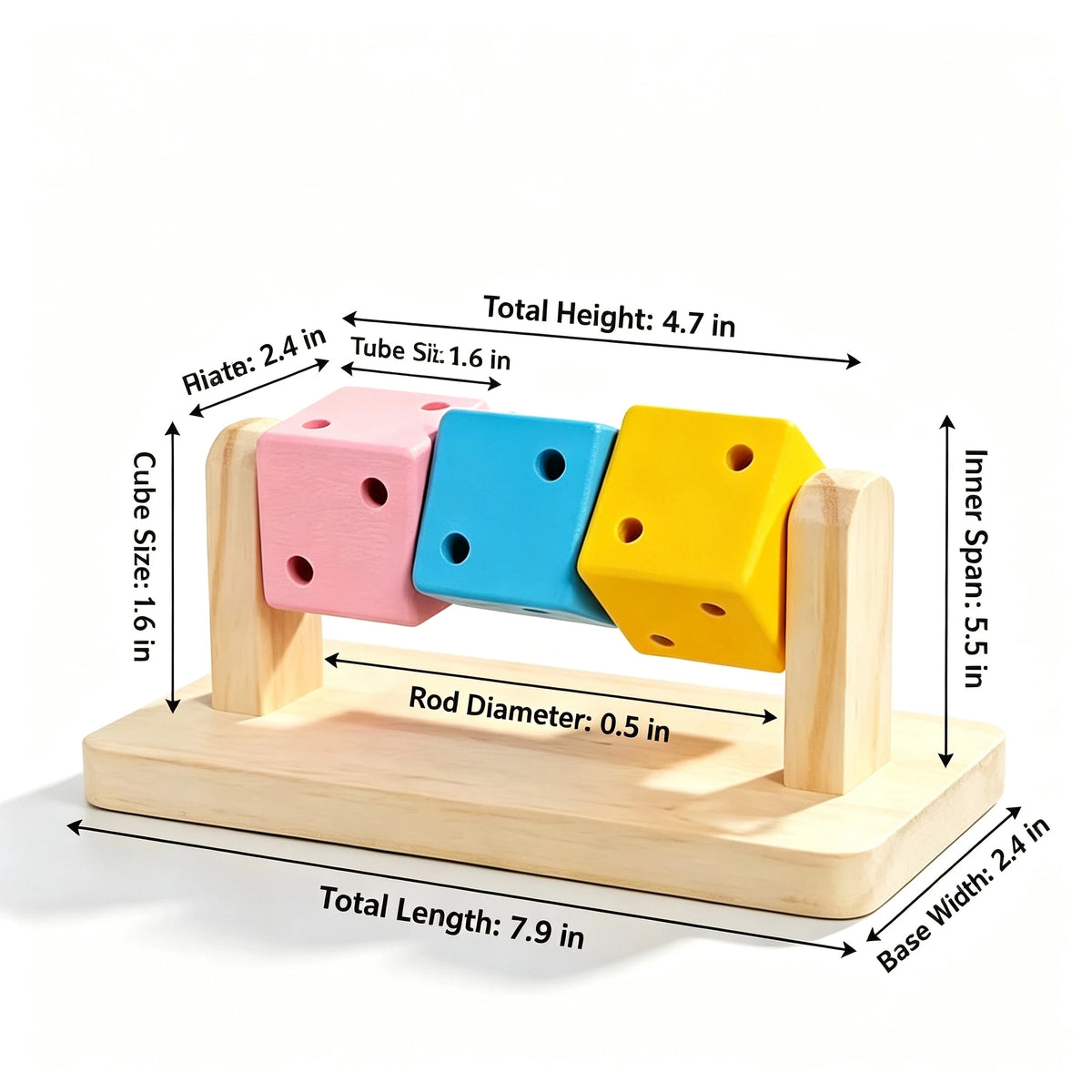 Wooden Rotating Cube Enrichment Toy for Small Pets
