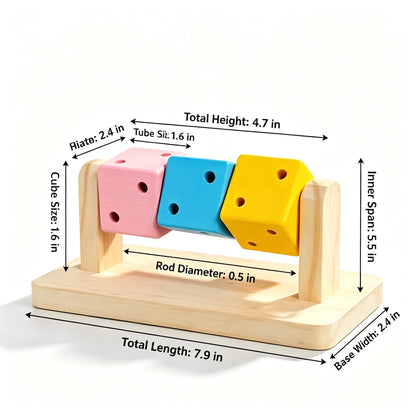 Wooden Rotating Cube Enrichment Toy for Small Pets